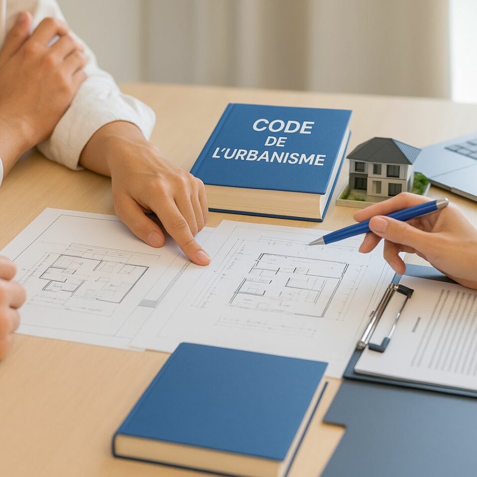 Code de l'urbanisme avec plan local d'urbanisme, illustration pour conseils en droit de l'urbanisme et aménagement du territoire.